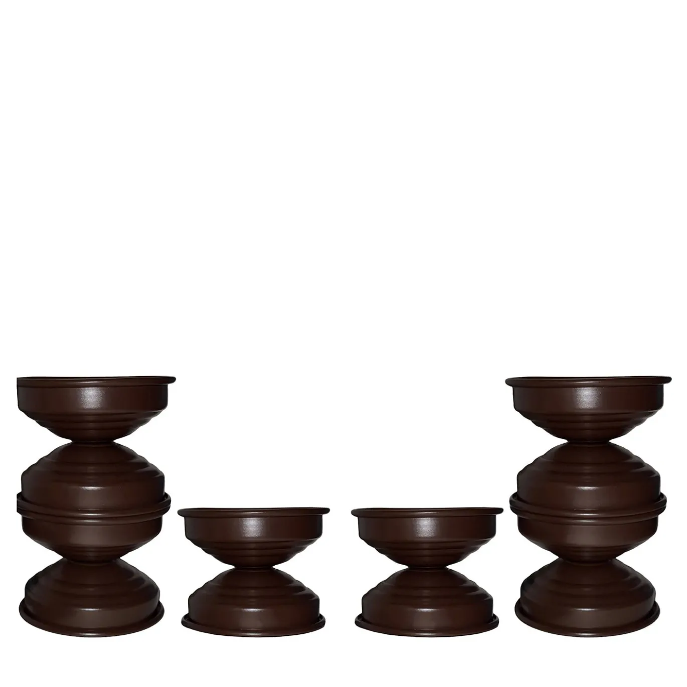 Set di 4 portacandele Maxi e Mini marrone cioccolato opaco