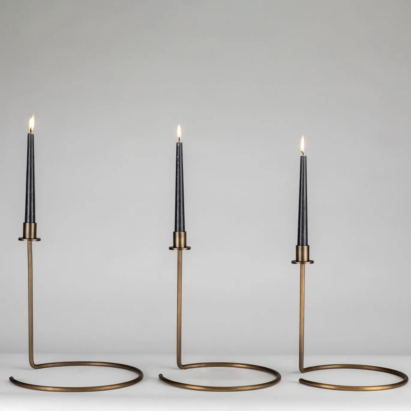 Set di 3 portacandele Sirio in ottone bronzato