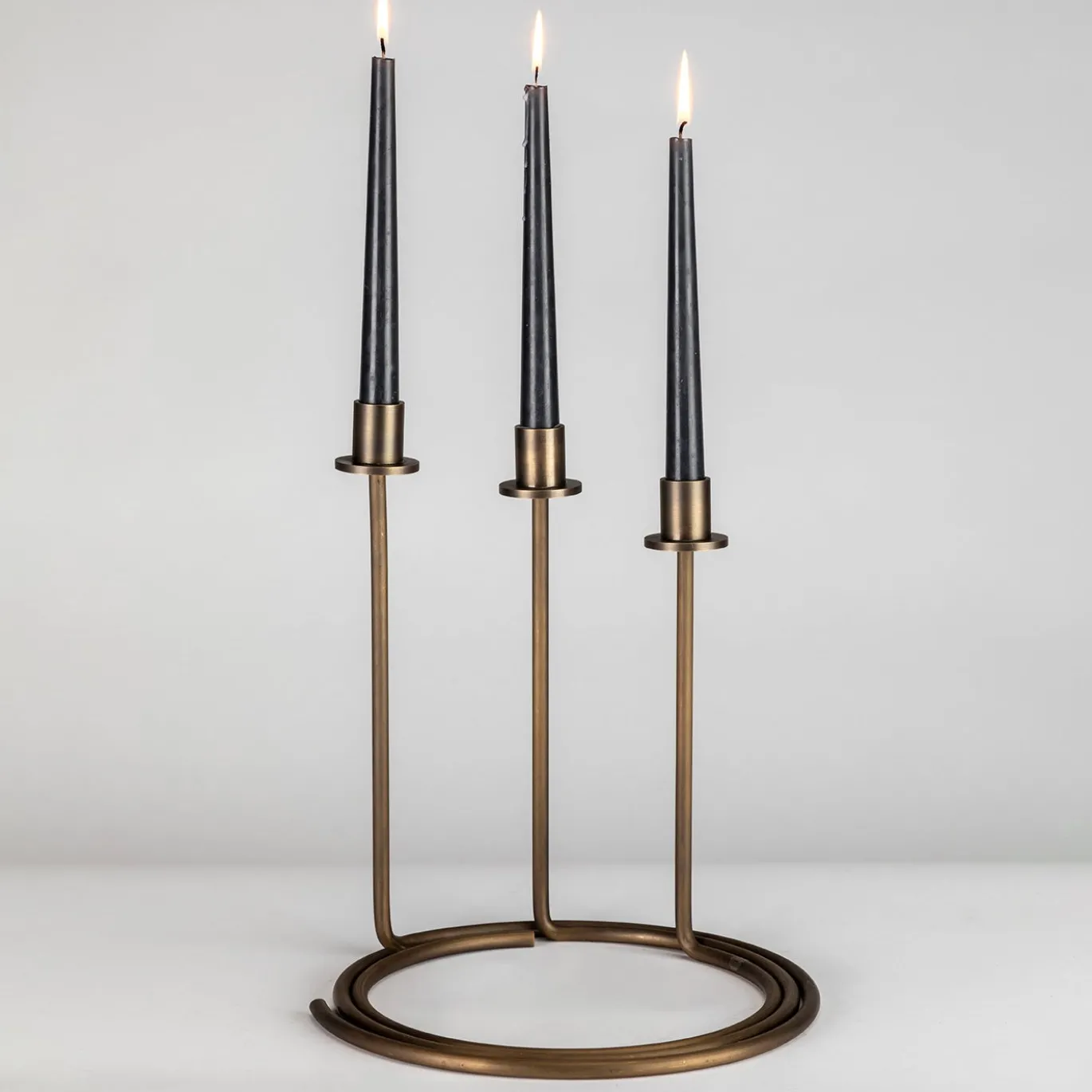 Set di 3 portacandele Sirio in ottone bronzato