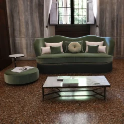 Set di pouf e tavolino verde Febe