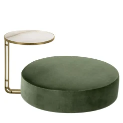 Set di pouf e tavolino verde Febe