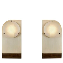 Set di 2 sculture Polifemo in ottone e alabastro