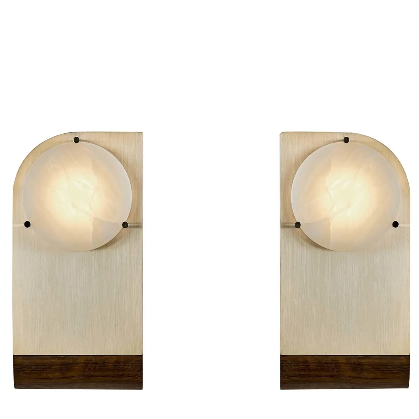 Set di 2 sculture Polifemo in ottone e alabastro