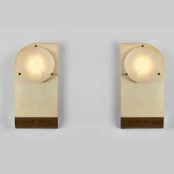 Set di 2 sculture Polifemo in ottone e alabastro