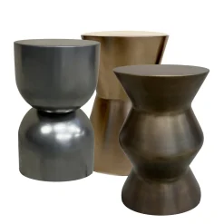 Set di 3 sgabelli in metallo liquido bronzato