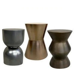 Set di 3 sgabelli in metallo liquido bronzato