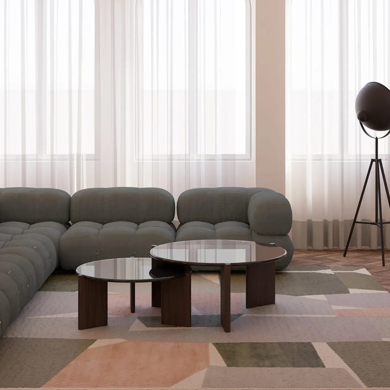 Set di 2 tavolini in legno Paris