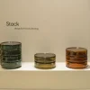 Set di 3 Tavolini Modulari Stack 880 in Vetro Ambra di Niccolò Devetag