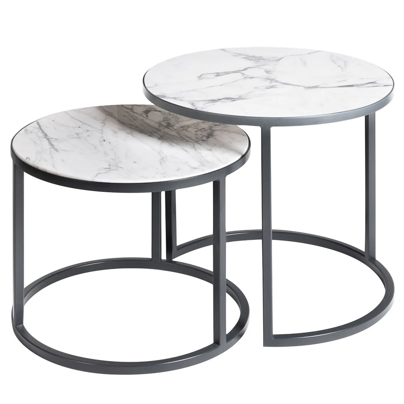 Set di 2 tavolini rotondi di Carrara Alicudi e Filicudi