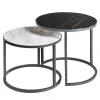 Set di 2 tavolini rotondi in Carrara/Marquina Alicudi e Filicudi