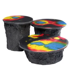 Set di 3 tavolini Trio Psichedelico colorati