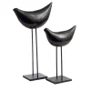 Set di 2 uccelli neri scultura di Aldo Londi