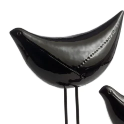 Set di 2 uccelli neri scultura di Aldo Londi