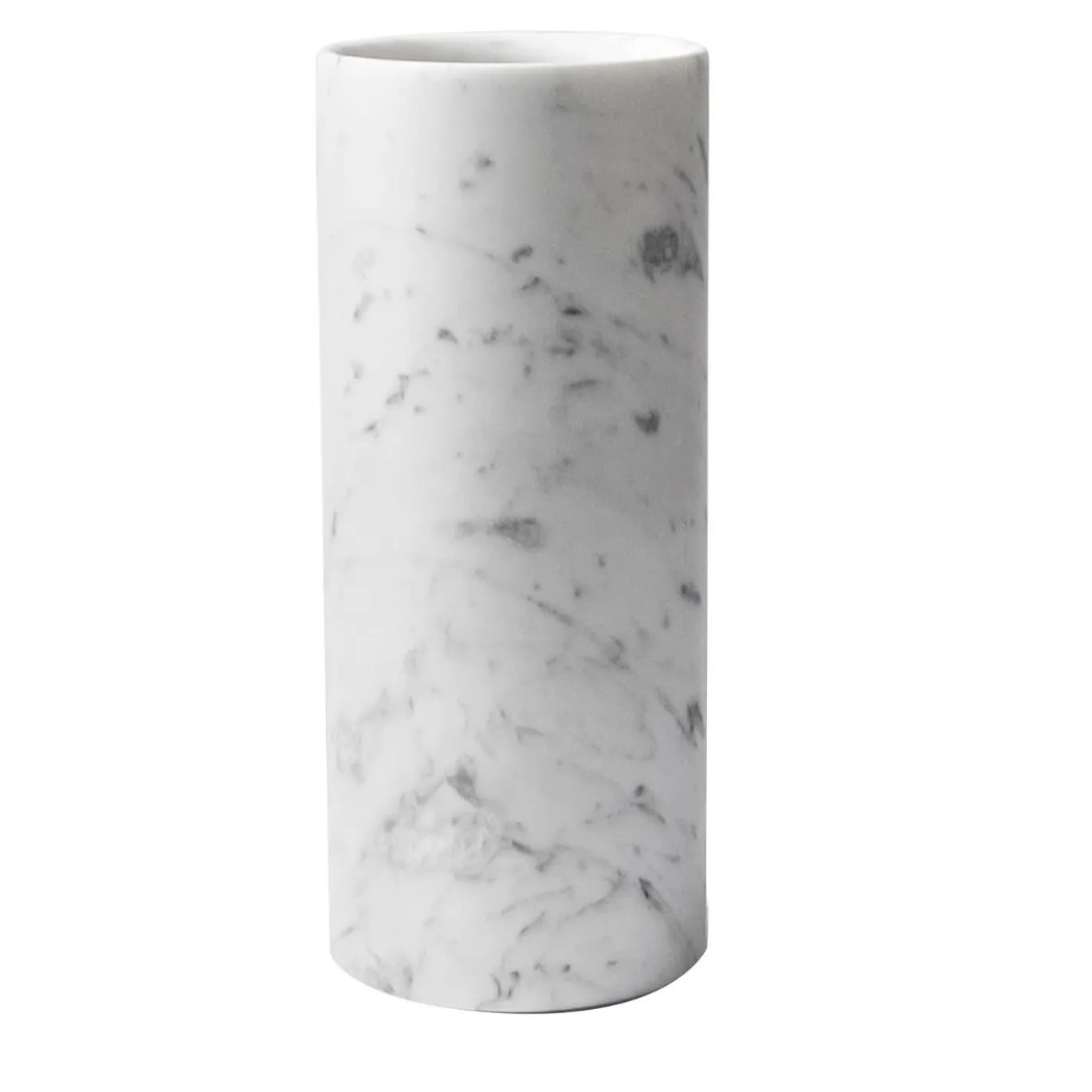 Set di 2 vasi cilindrici in marmo Paonazzo e marmo bianco Carrara satinato