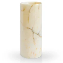 Set di 2 vasi cilindrici in marmo Paonazzo e marmo bianco Carrara satinato