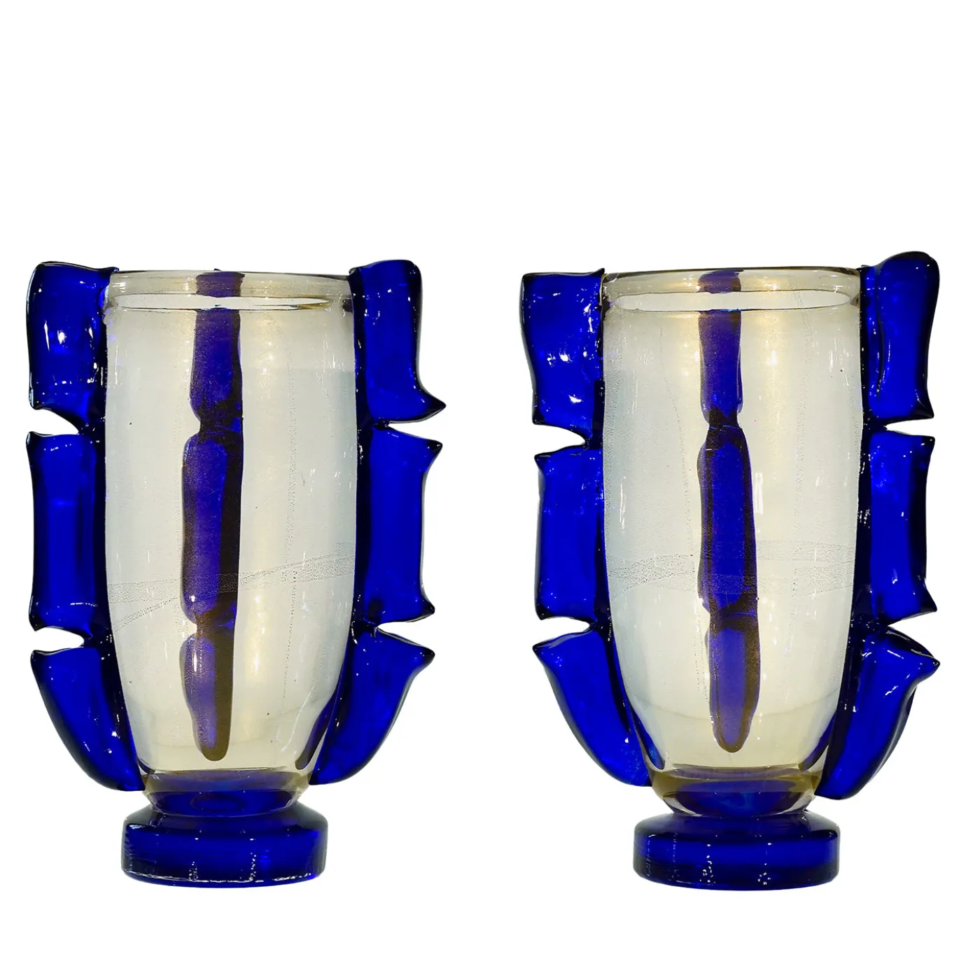 Set di 2 Vasi Decorativi Colossi Giganti in Vetro di Murano Blu Cobalto
