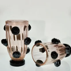 Set di 2 Vasi Decorativi Colossi Giganti in Vetro di Murano Rosa