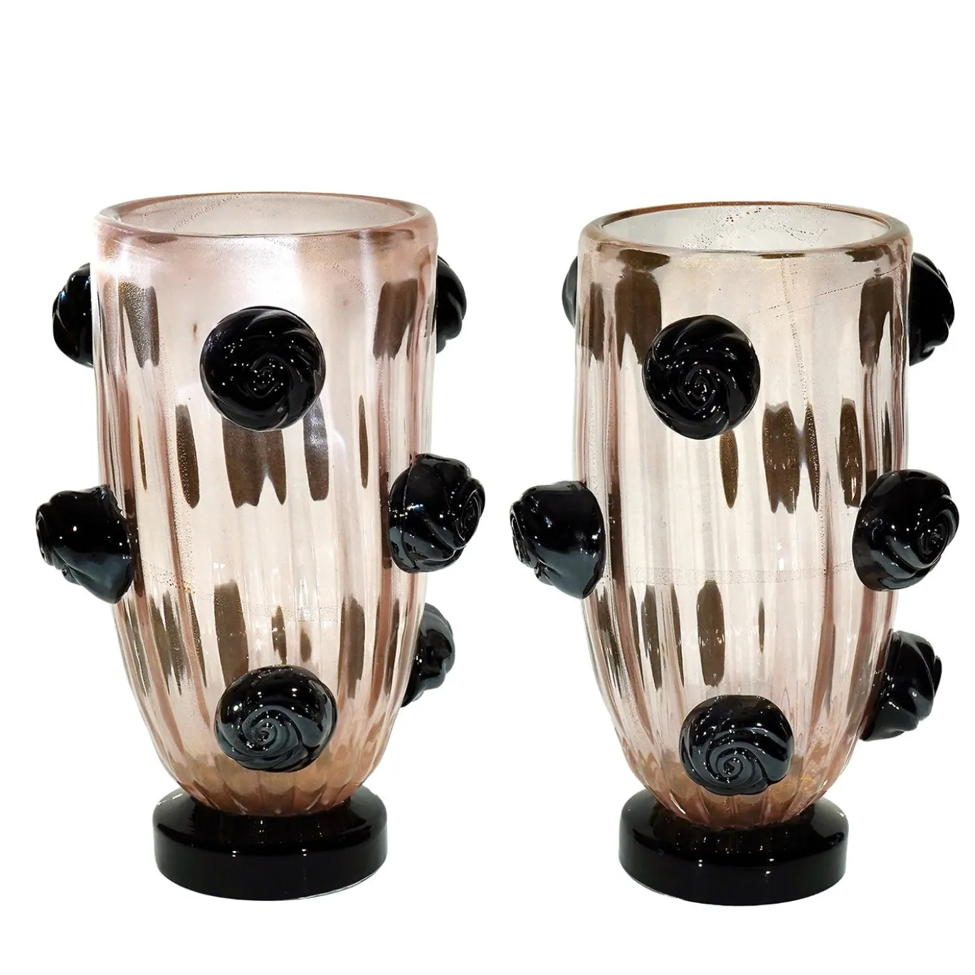 Set di 2 Vasi Decorativi Colossi Giganti in Vetro di Murano Rosa