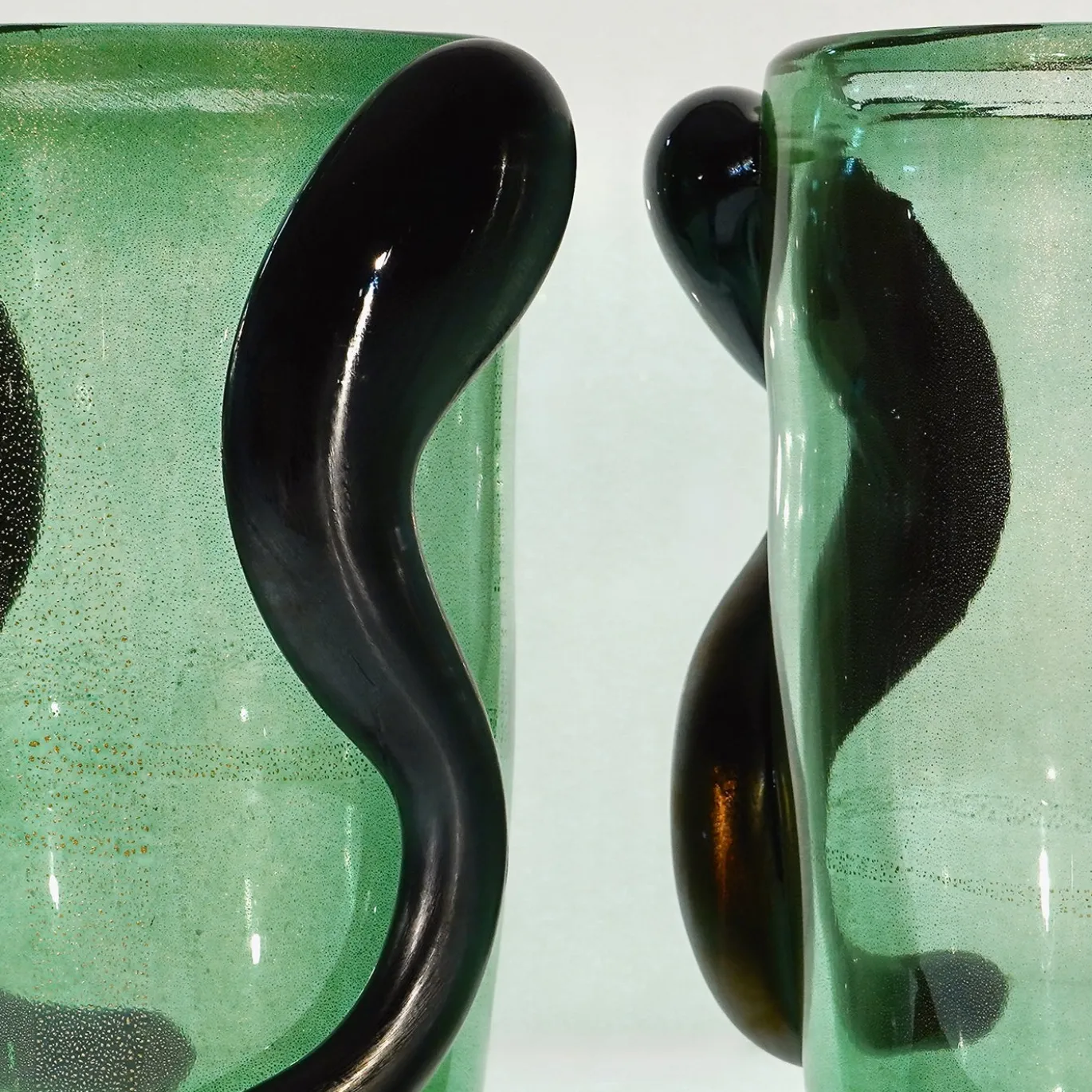 Set di 2 Vasi Decorativi Colossi Giganti in Vetro di Murano Verde Smeraldo