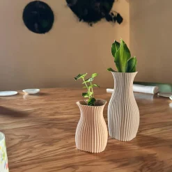Set di 2 vasi decorativi Onda Beige e Off-White