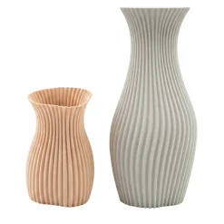 Set di 2 vasi decorativi Onda Beige e Off-White