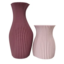 Set di 2 vasi decorativi Onda Burgundy e Rosy