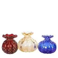 1950 Set di 3 vasi policromi con bolle d'oro