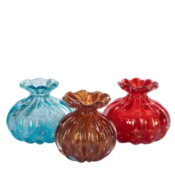 1950 Set di 3 vasi policromi con bolle d'oro
