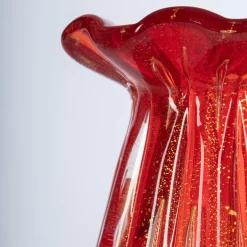 1950 Set di 3 vasi rosso rubino con bolle d'oro