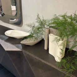Set di 2 vasi Wave bianchi e marroni