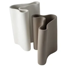 Set di 2 vasi Wave bianchi e marroni