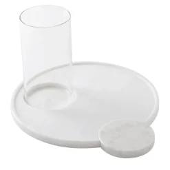 Set di vassoi da pranzo in marmo bianco