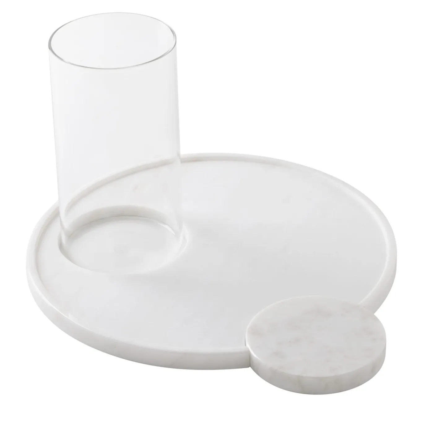 Set di vassoi da pranzo in marmo bianco