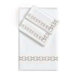 Set Lenzuola QENA ricamate in Cotone Percalle Bianco