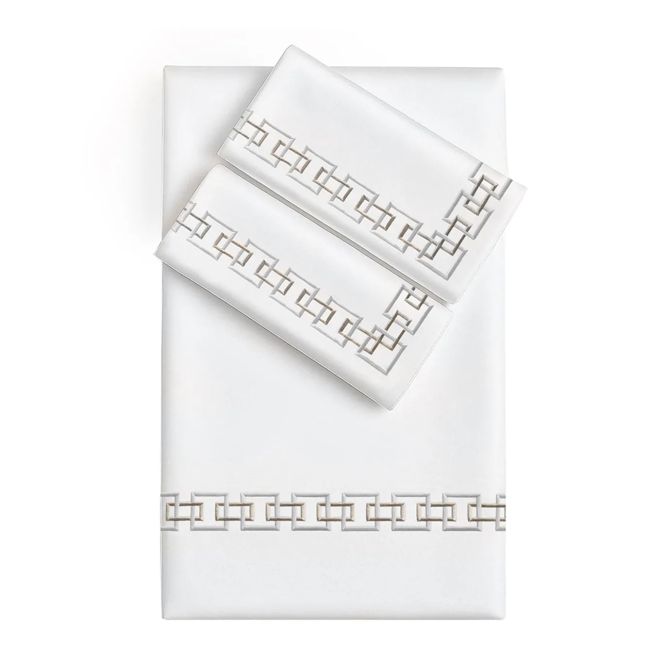 Set Lenzuola QENA ricamate in Cotone Percalle Bianco