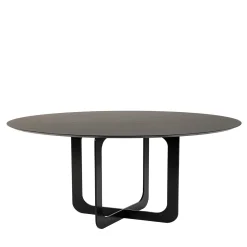 Settanta Tavolo Tondo Con Top In Resina Spatolata Color Dark Brown