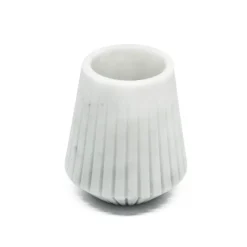 Set vaso basso in marmo bianco di Carrara e portacandele