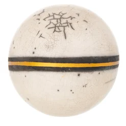 Sfera Decorativa in Ceramica White Moon con Linea Nera e Oro