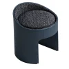 Sgabellino imbottito rotondo Vanity in pelle blu