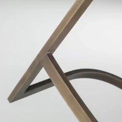 Sgabello alto Sign in pelle marrone con base in ottone finitura bronzo