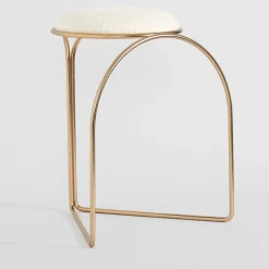 SGABELLO BASSO SCULTOREO FLOW IN ORO E BIANCO