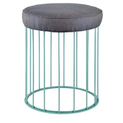 Sgabello Cage in ferro blu turchese