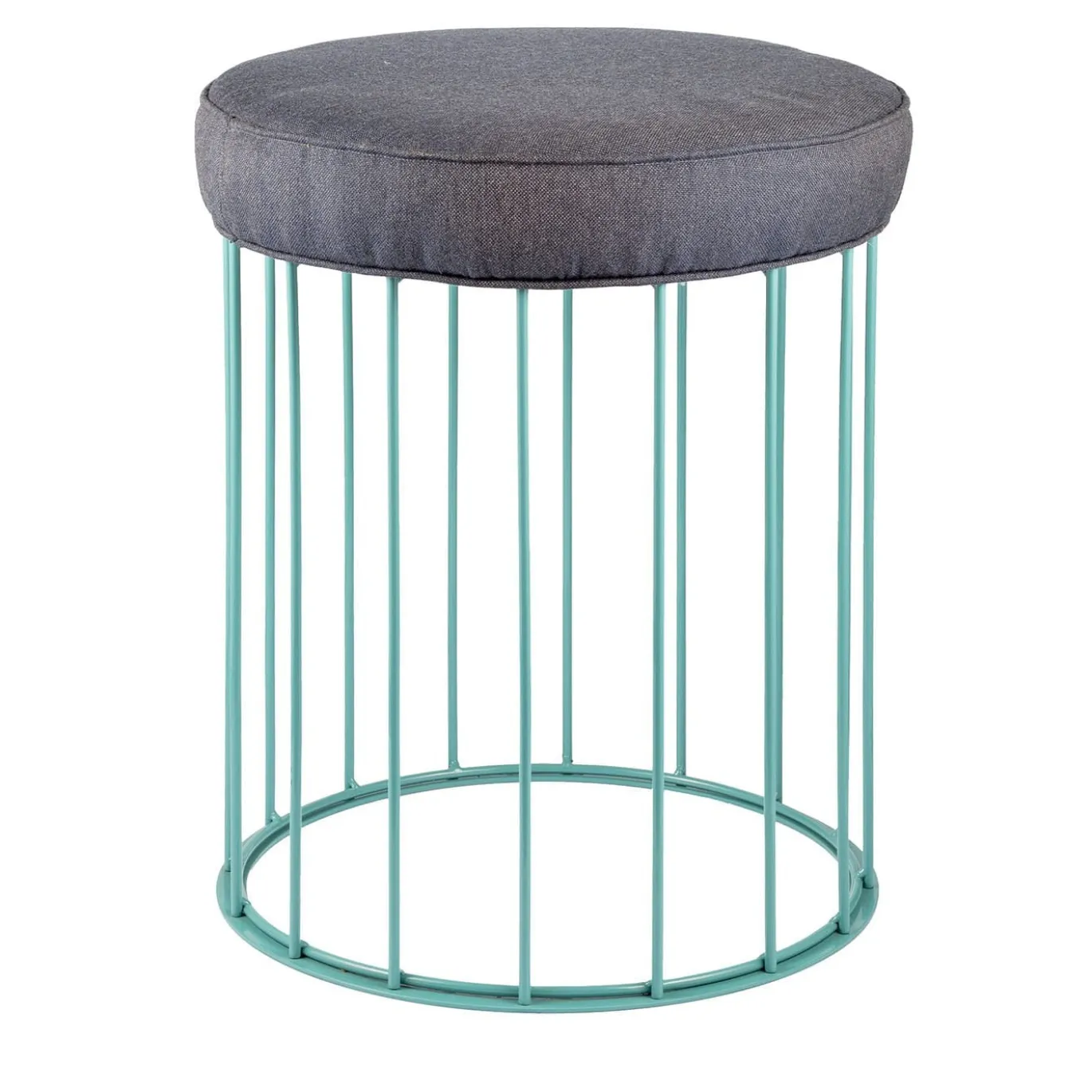 Sgabello Cage in ferro blu turchese