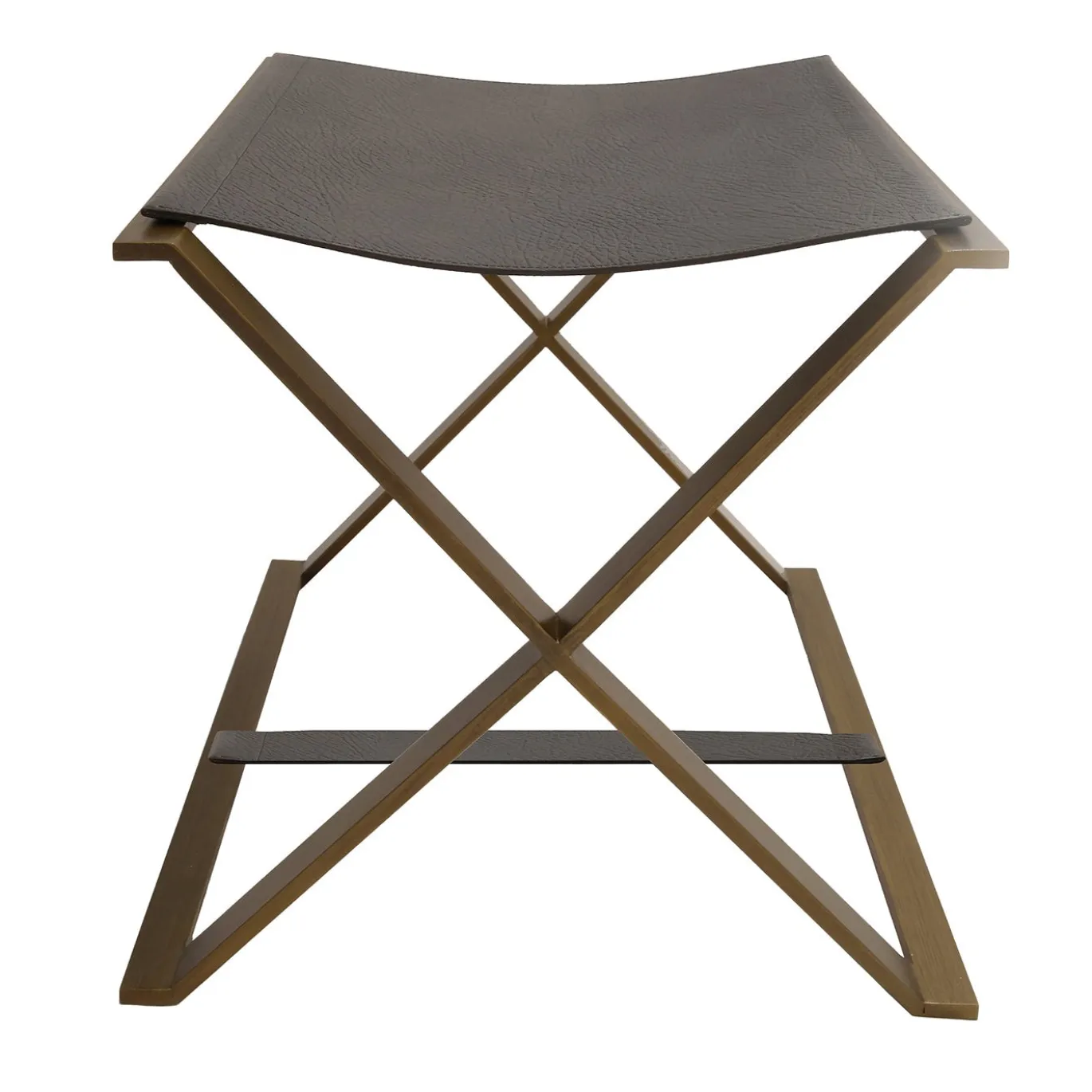 Sgabello Clifton4 in pelle e metallo galvanizzato