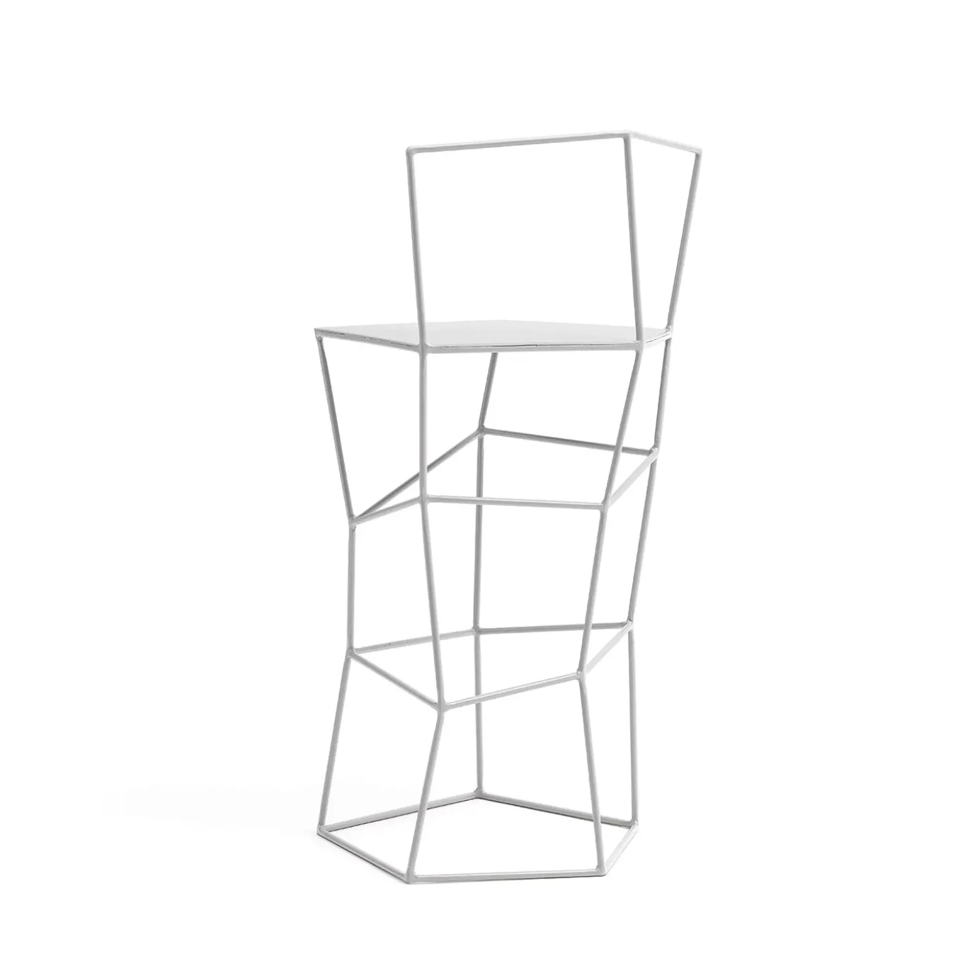 Sgabello con schienale in ferro colore latte