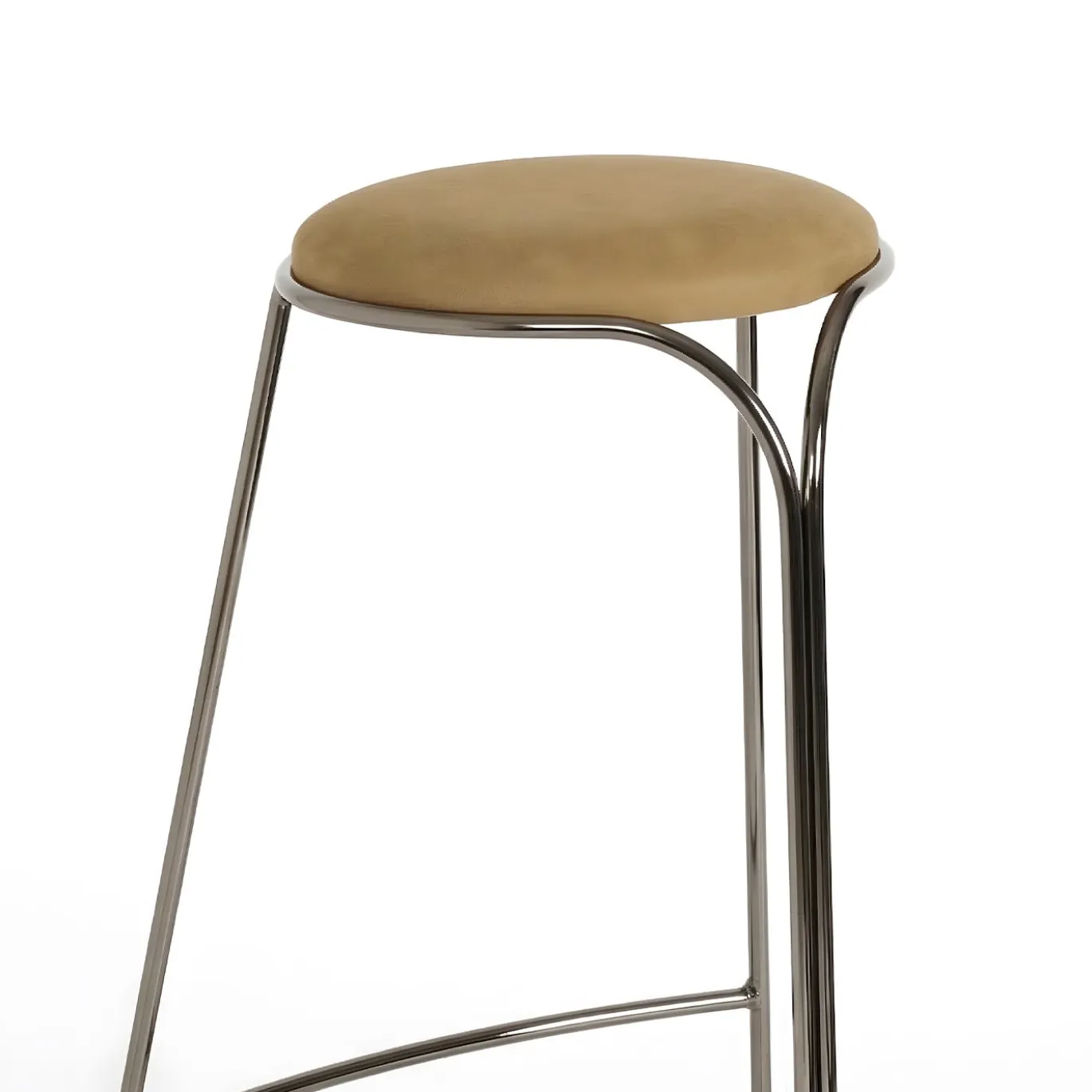 Sgabello da bancone Flow Alto in metallo con finitura Ultrablack