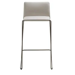 Sgabello da bar Bizzy in pelle Pearl