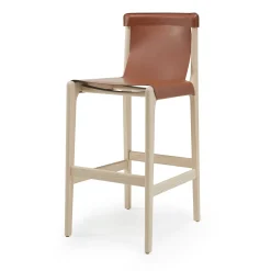 Sgabello da bar Burano/sg 30 in pelle marrone di Balutto Associati