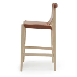 Sgabello da bar Burano/sg 30 in pelle marrone di Balutto Associati