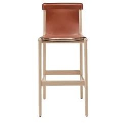 Sgabello da bar Burano/sg 30 in pelle marrone di Balutto Associati